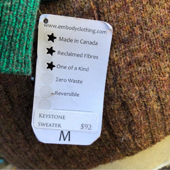 Retro Inspired Patchwork Sweater Red Green Medium Embody Zip Up - Picture 7 of 7